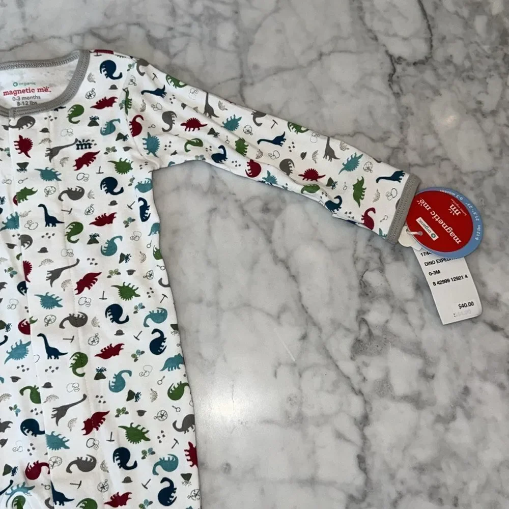 NWT MAGNETIC ME ORGANIC COTTON DINO EXPEDITION FOOTIE